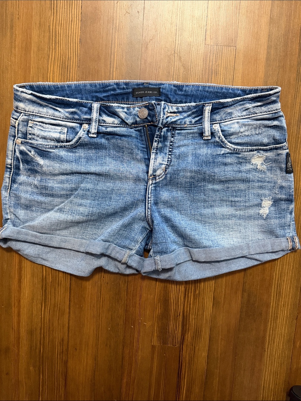 Silver Jeans Light Blue Rolled Cuff Denim Shorts